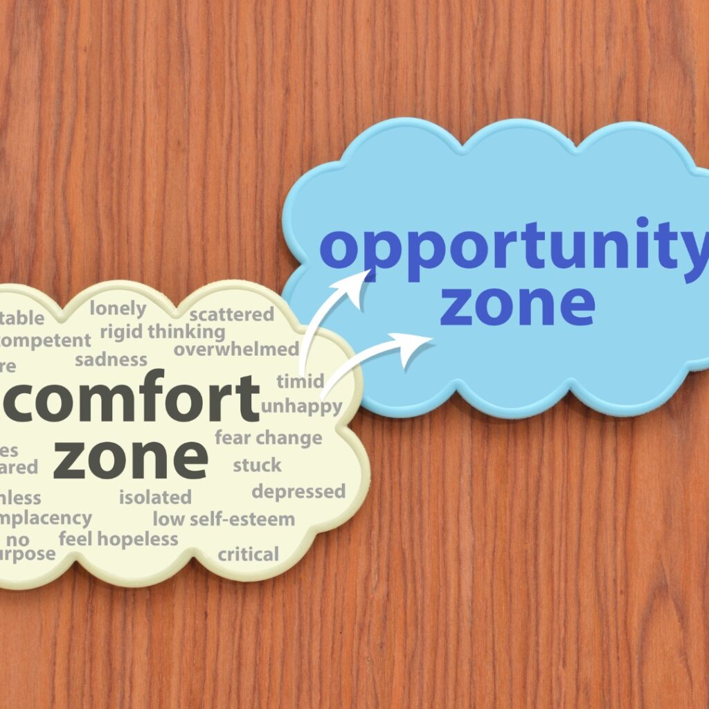 Breaking free of your comfort zone and moving into the growth zone.